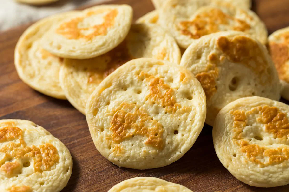 Plusieurs blinis sur une table
