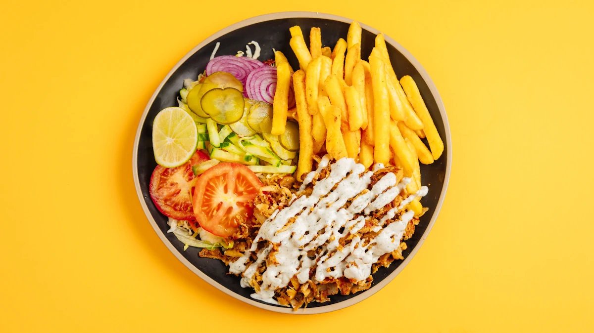 menu kebab frites détaillé avec répartition calories par ingrédient