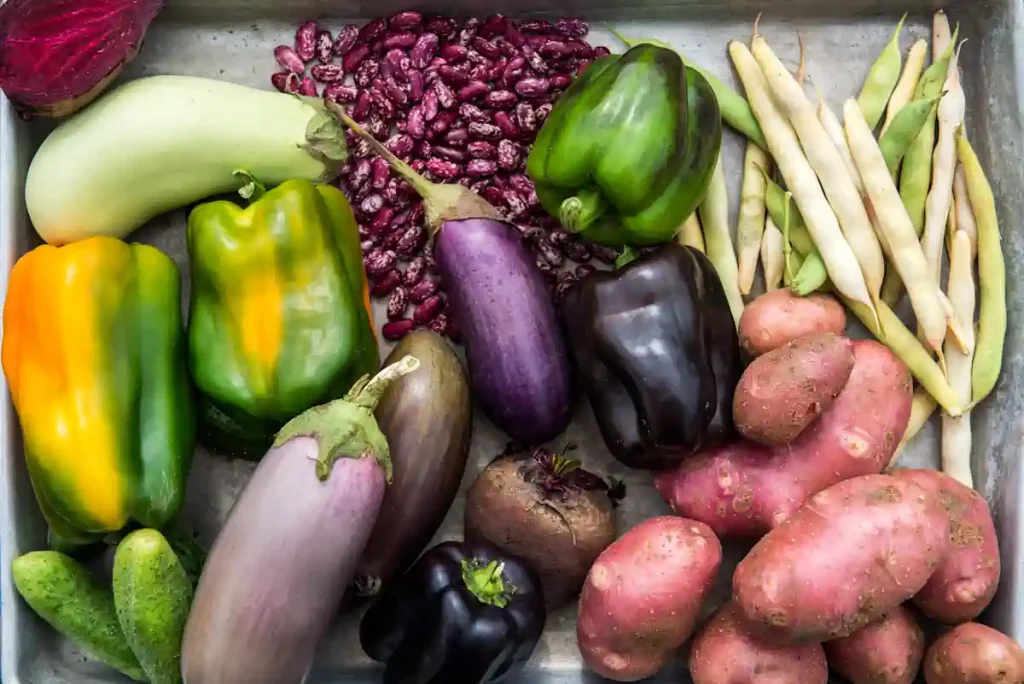 Des poivrons, des aubergines, des patates douces, etc.