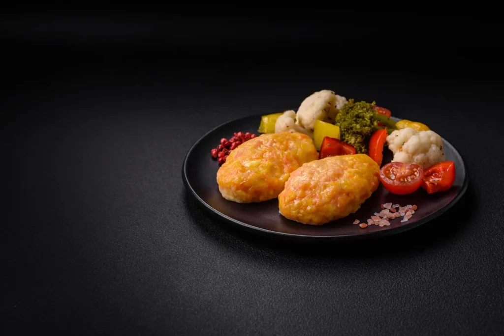 Une assiette de légumes avec des accras de morue